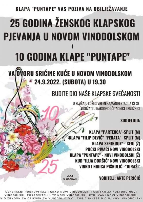 Obilježavanje 25 godina ženskog klapskog pjevanja u Novom Vinodolskom i 10 godina klape 